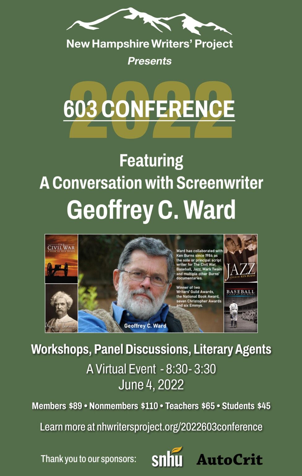 New Hampshire Writers Project 603 Conference Featured Author Geoffrey